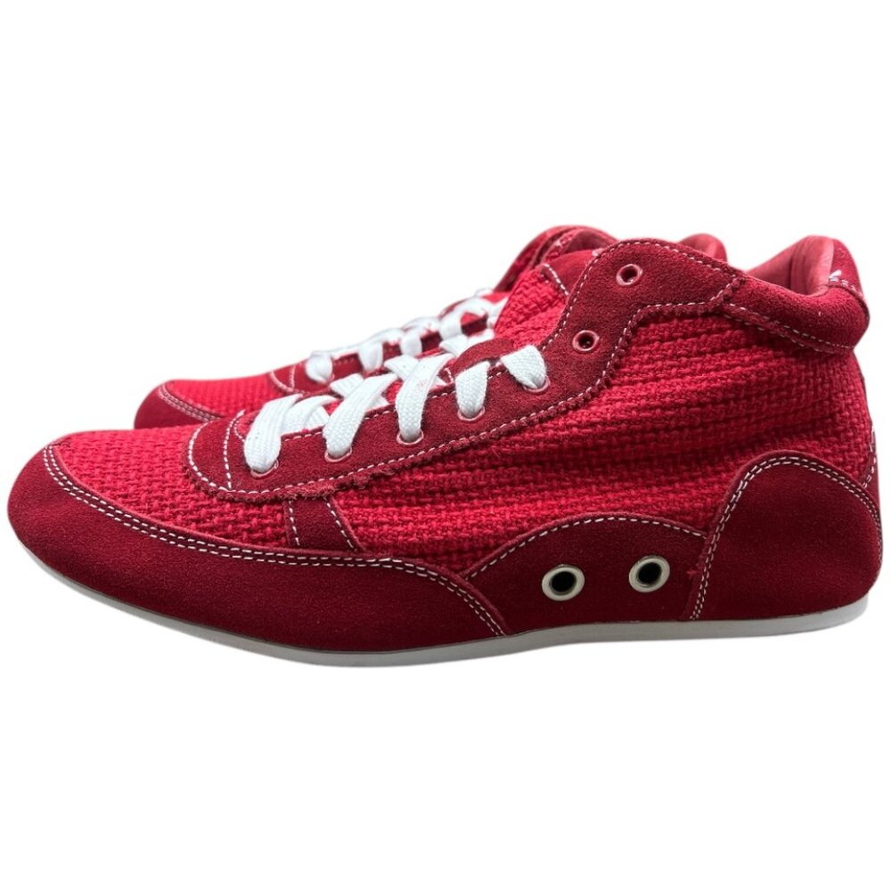 Volatile Kicks® Red Suede/Mesh Backwood Boxing Style Sneakers-Women's Size US 10